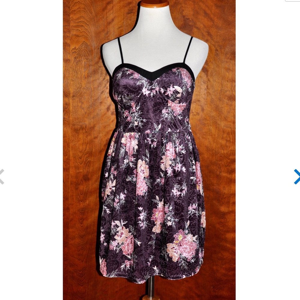 Xhilaration Velvet Plum Floral Dress